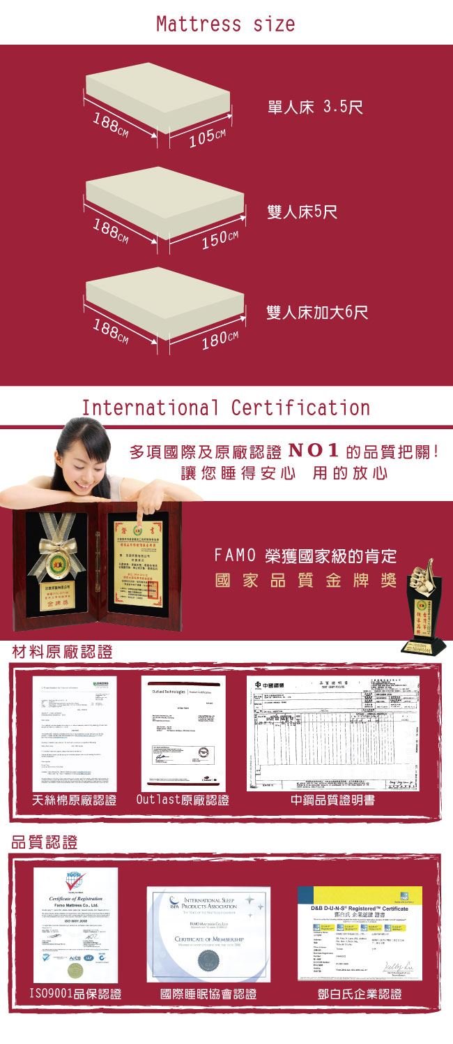 【Dazo得舒】四線針織布羊毛記憶膠機能獨立筒床墊-雙人5尺(多支點系列),床墊,獨立筒,FAMO,麵包床,雙人床墊,乳膠墊,保潔墊